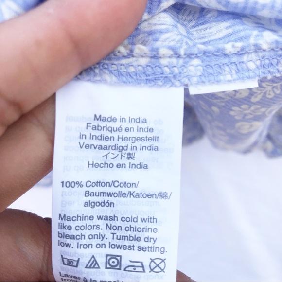 J.CREW | FLORAL RUFFLE LONG SLEEVED LIGHT BLUE AND WHITE BLOUSE MEDIUM - Picture 7 of 8